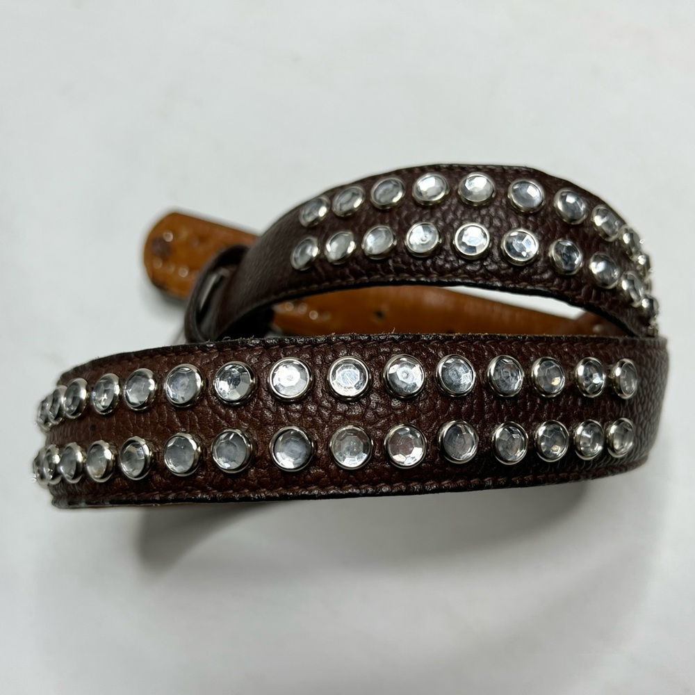 B-Low the Belt Rhinestone Leather Belt size 26 $175 - Picture 3 of 8